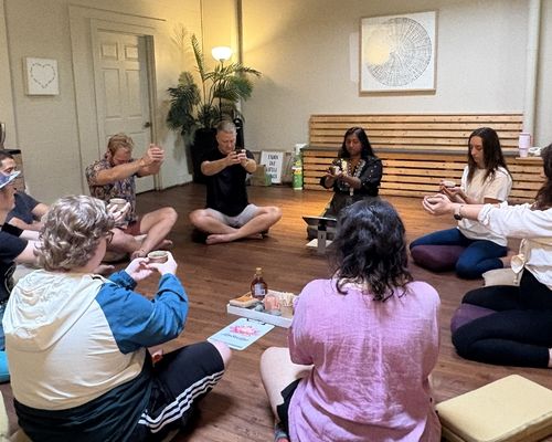 Participants creating art together in a Lone Star Lotus session.